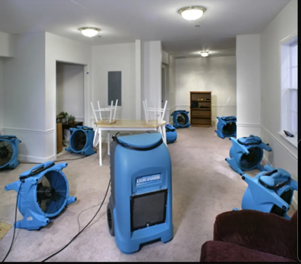 Air movers and dehumidifier setup for Water Damage Restoration in Sterling Heights